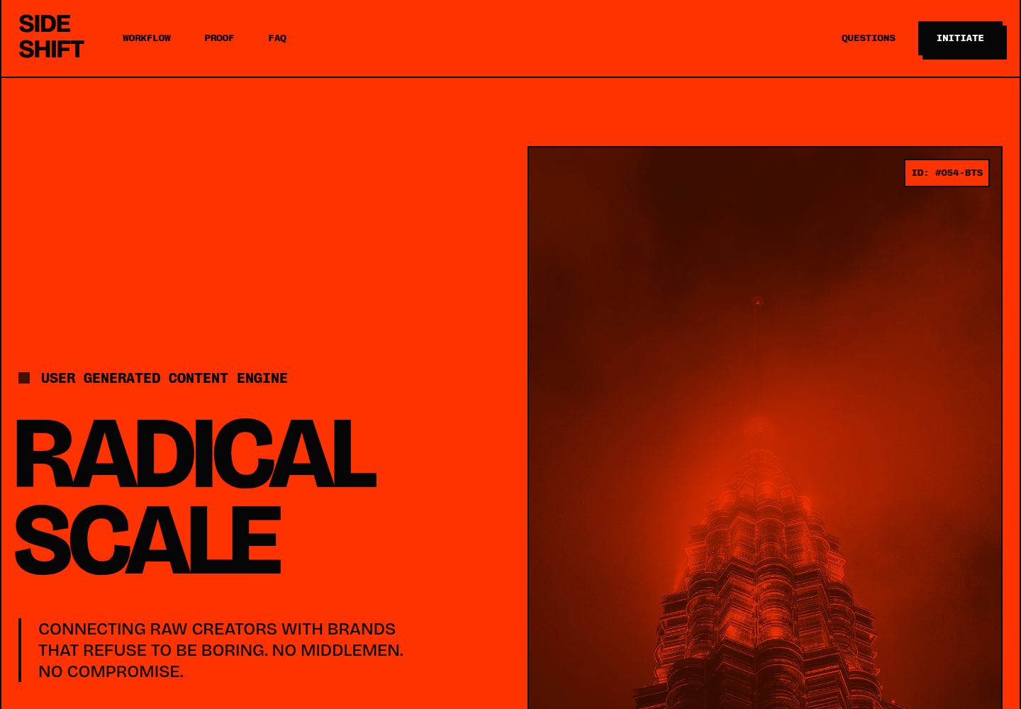 sideshift-the-ugc-engine · Desktop homepage