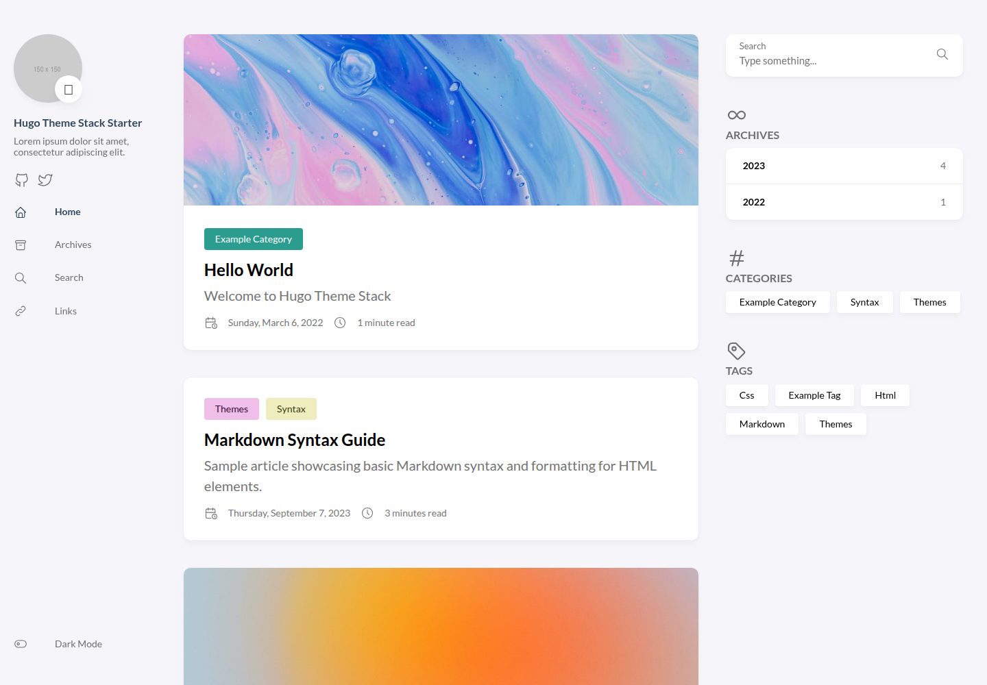 hugo-theme-stack-starter 网站模板截图