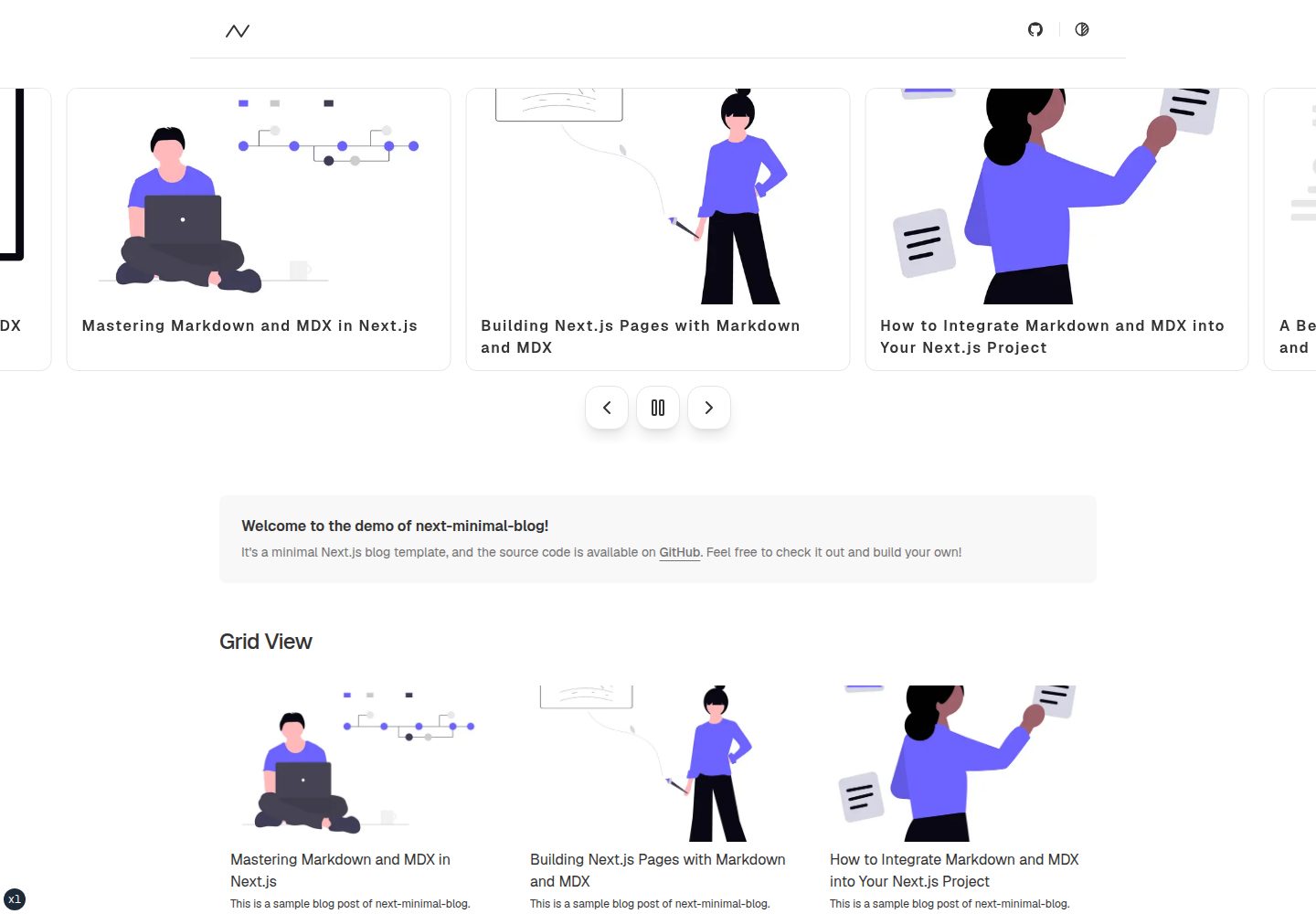 next-minimal-blog 网站模板截图
