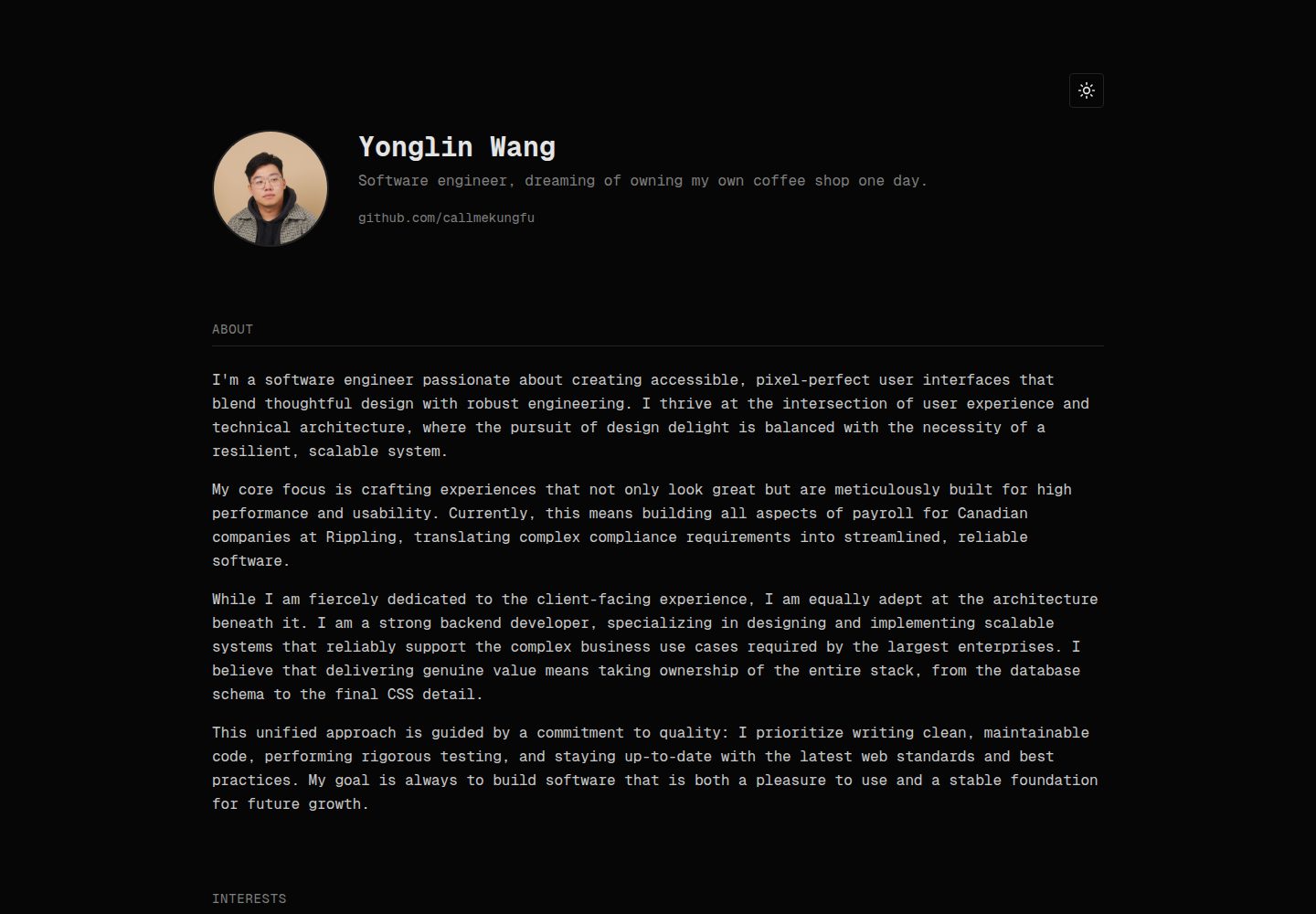 yonglin.io 网站模板截图