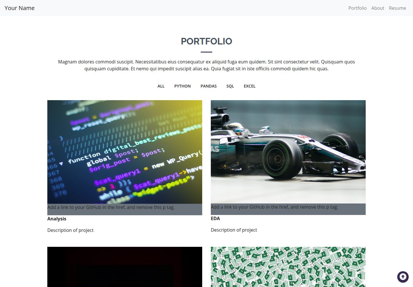 portfolio_website_template · 桌面端首页