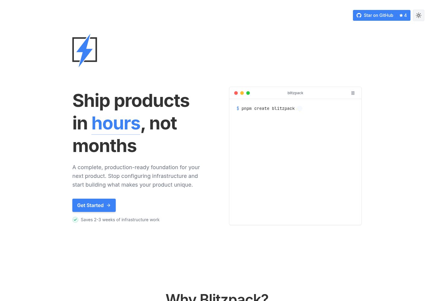 blitzpack · 桌面端首页