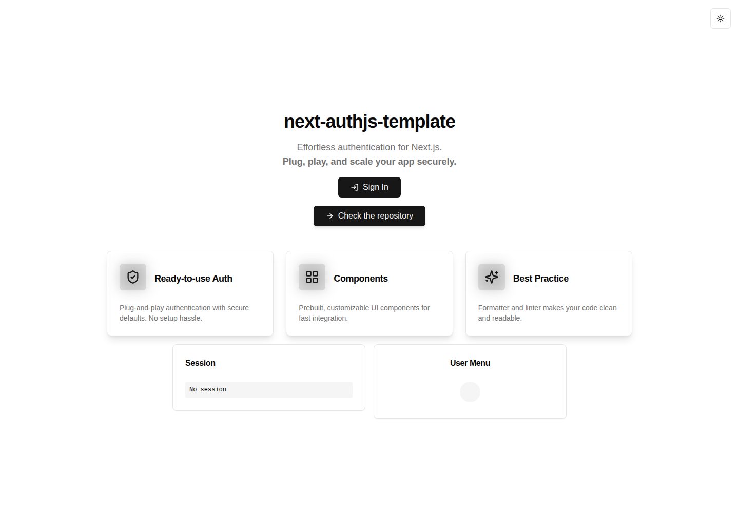 next-authjs-template 网站模板截图