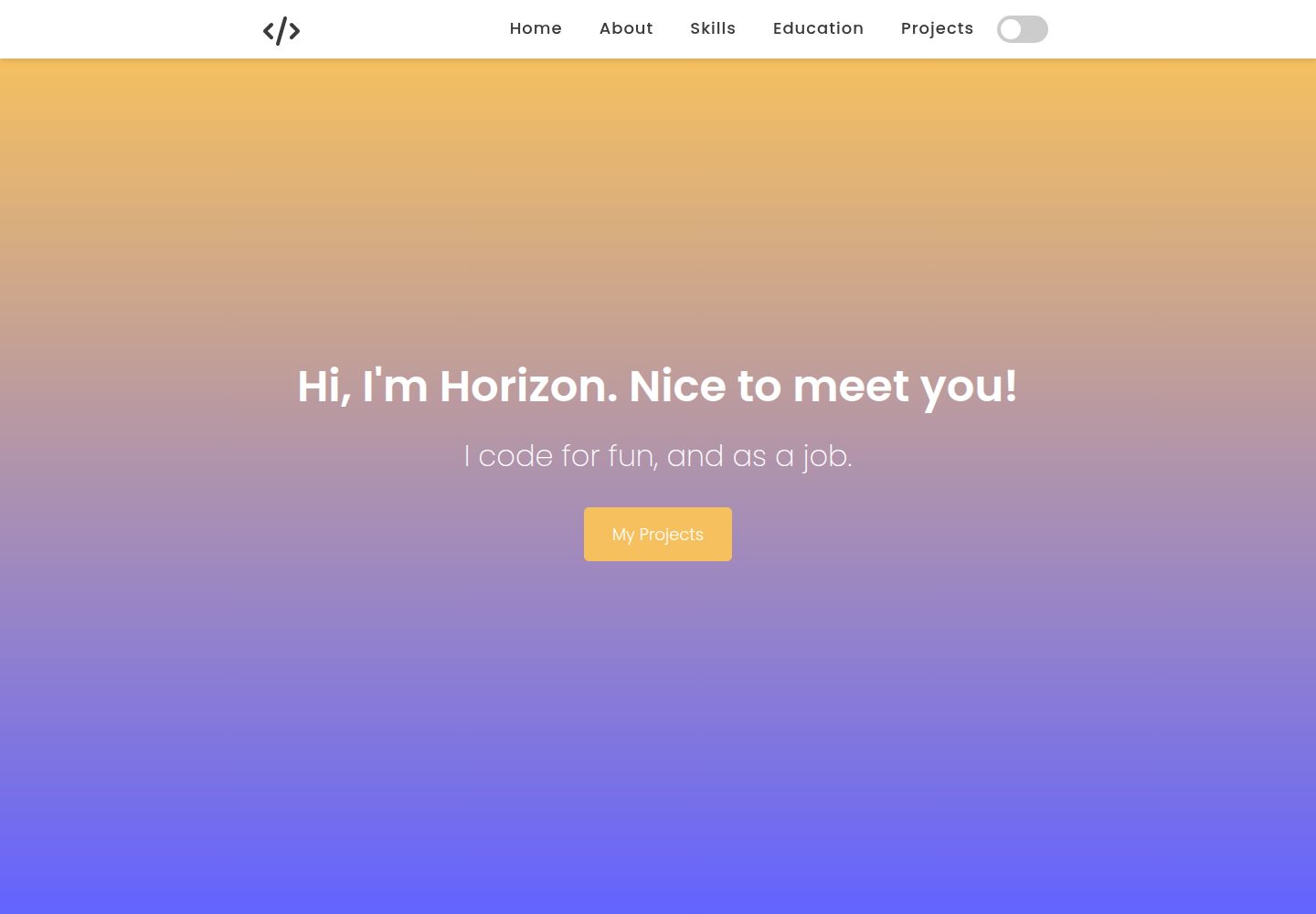 Horizon-Portfolio · Desktop homepage
