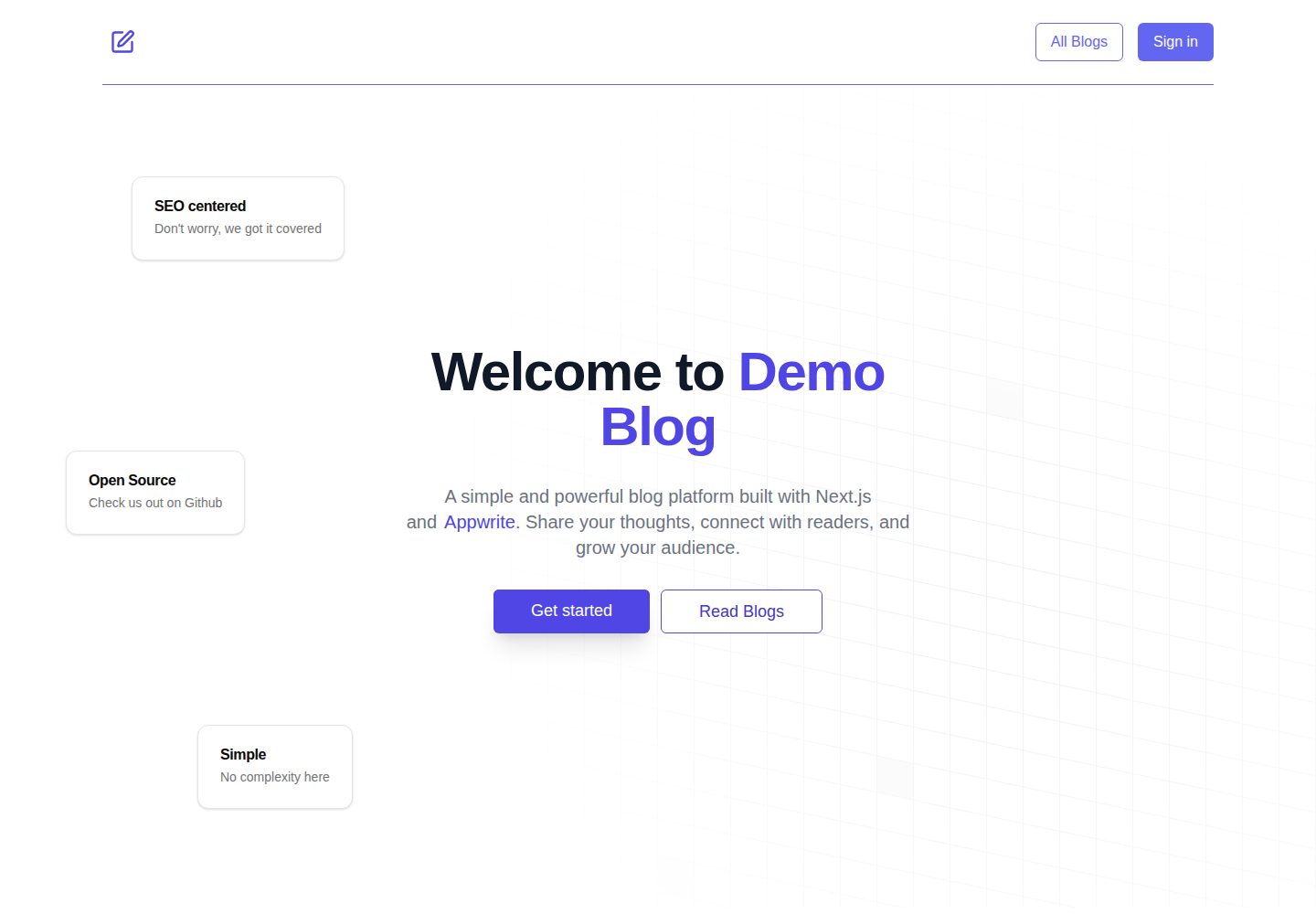 demo-blog-appwrite-nextjs · Desktop homepage