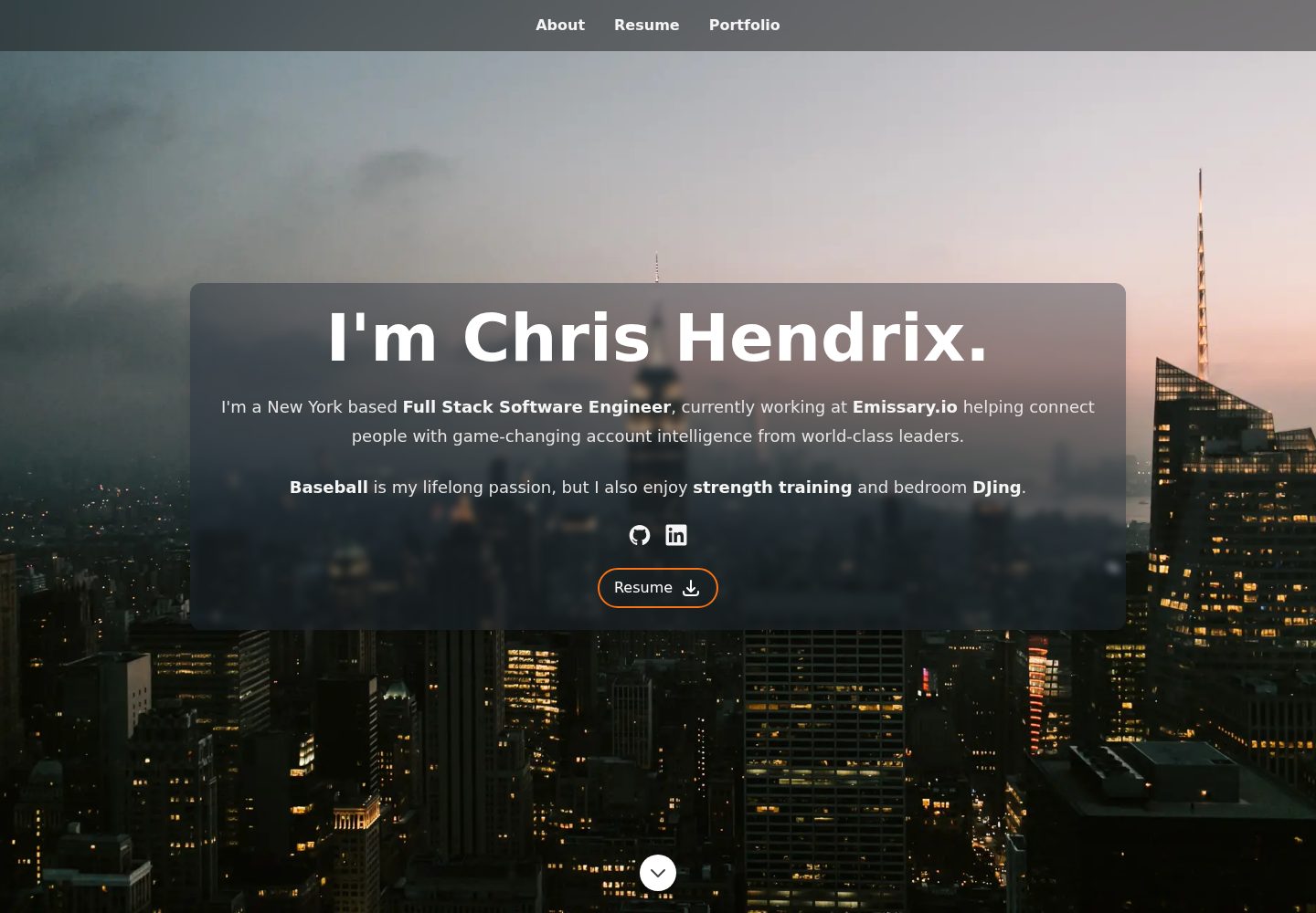 nextjs-resume · 桌面端首页