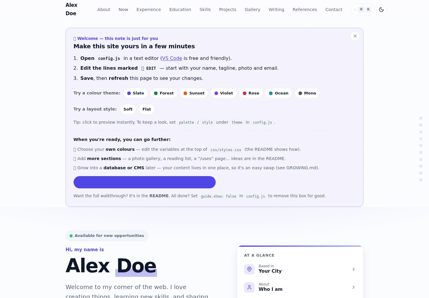portfolio-starter-kit · Desktop homepage