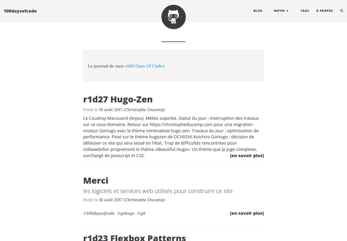 100daysofcode-site · Desktop homepage