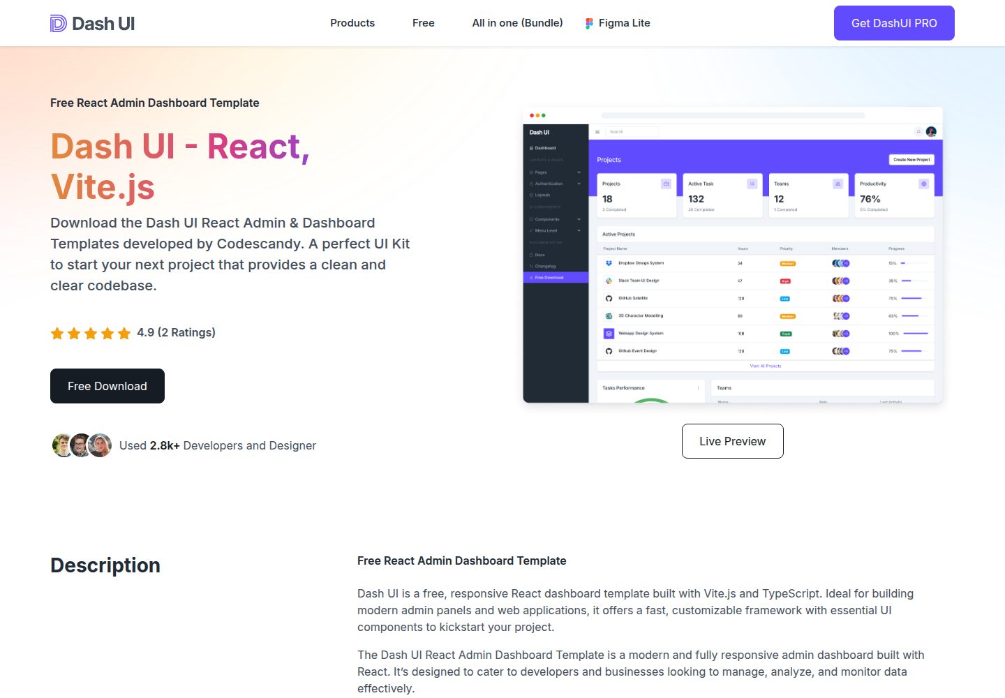 dash-ui-react-vitejs-typescript 网站模板截图