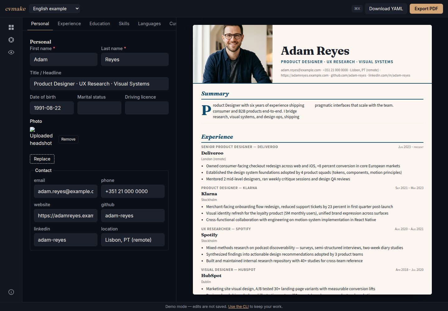 cvmake · Desktop homepage