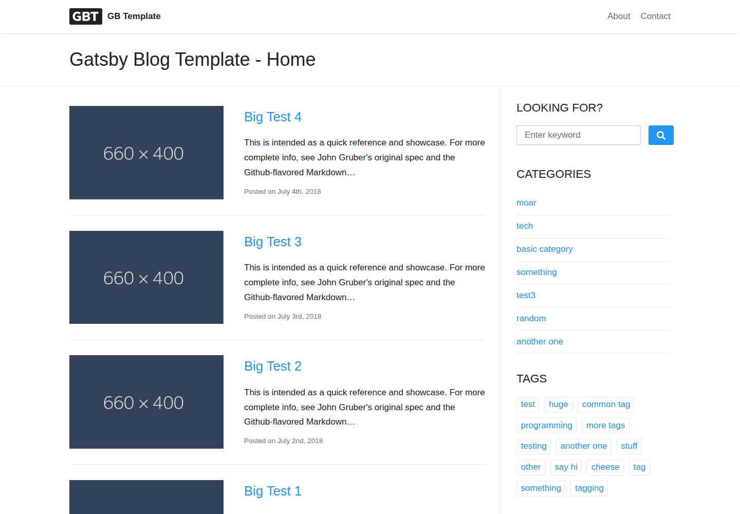 gatsby-blog-template 网站模板截图