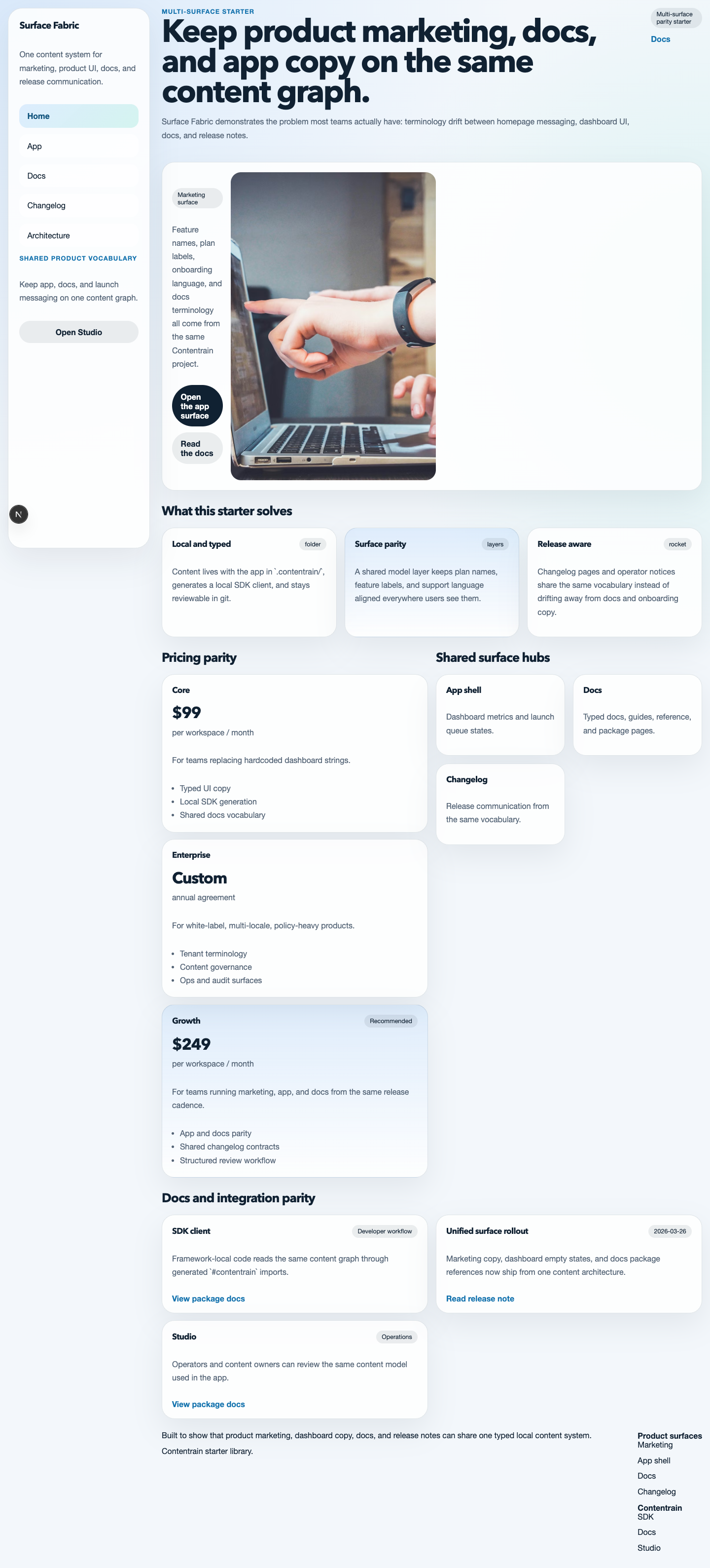 contentrain-starter-next-multi-surface-saas 网站模板截图