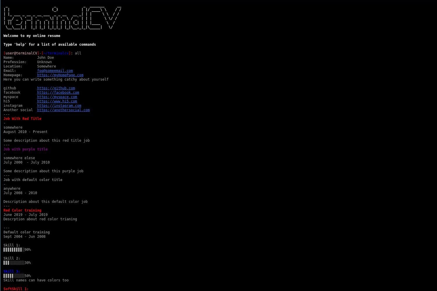 hugo-theme-terminalcv 网站模板截图
