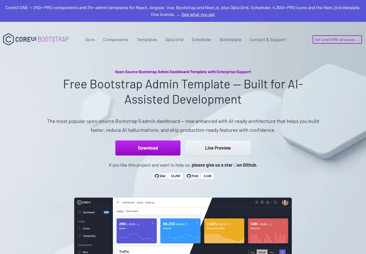 coreui-free-bootstrap-admin-template 网站模板截图