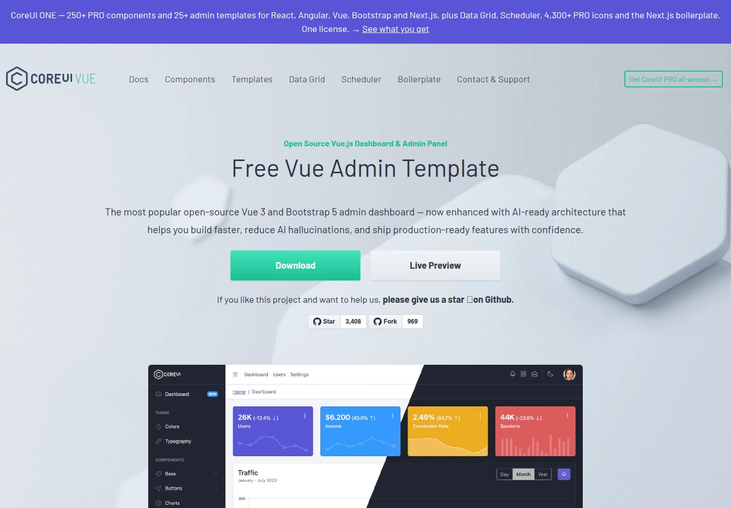 coreui-free-vue-admin-template 网站模板截图