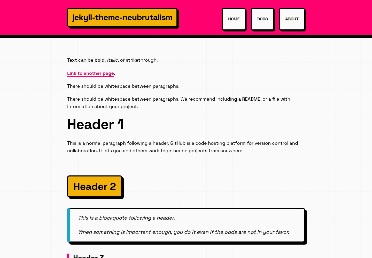 jekyll-theme-neubrutalism · 桌面端首页