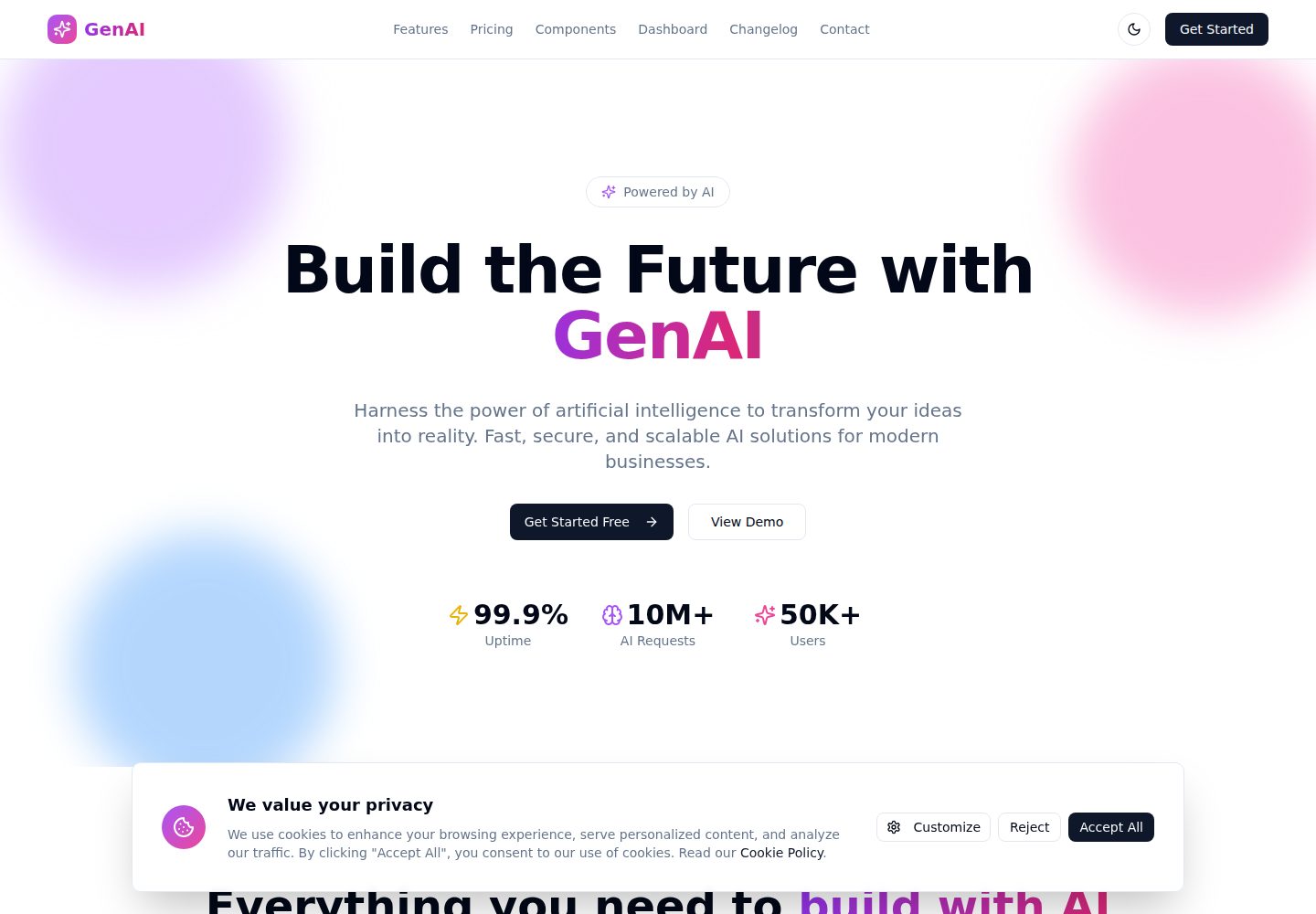 astro-genai-startup-theme 网站模板截图