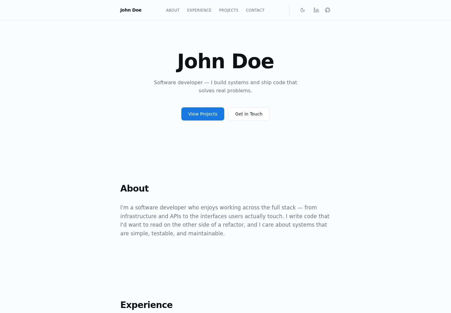my-presentation-website-template · Desktop homepage