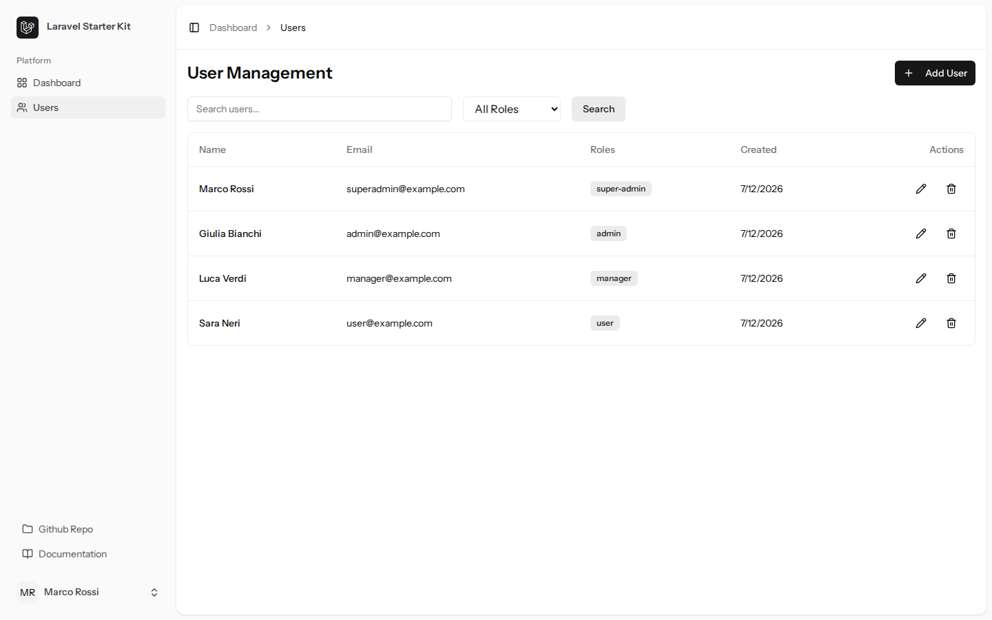 laravel-starter 网站模板截图