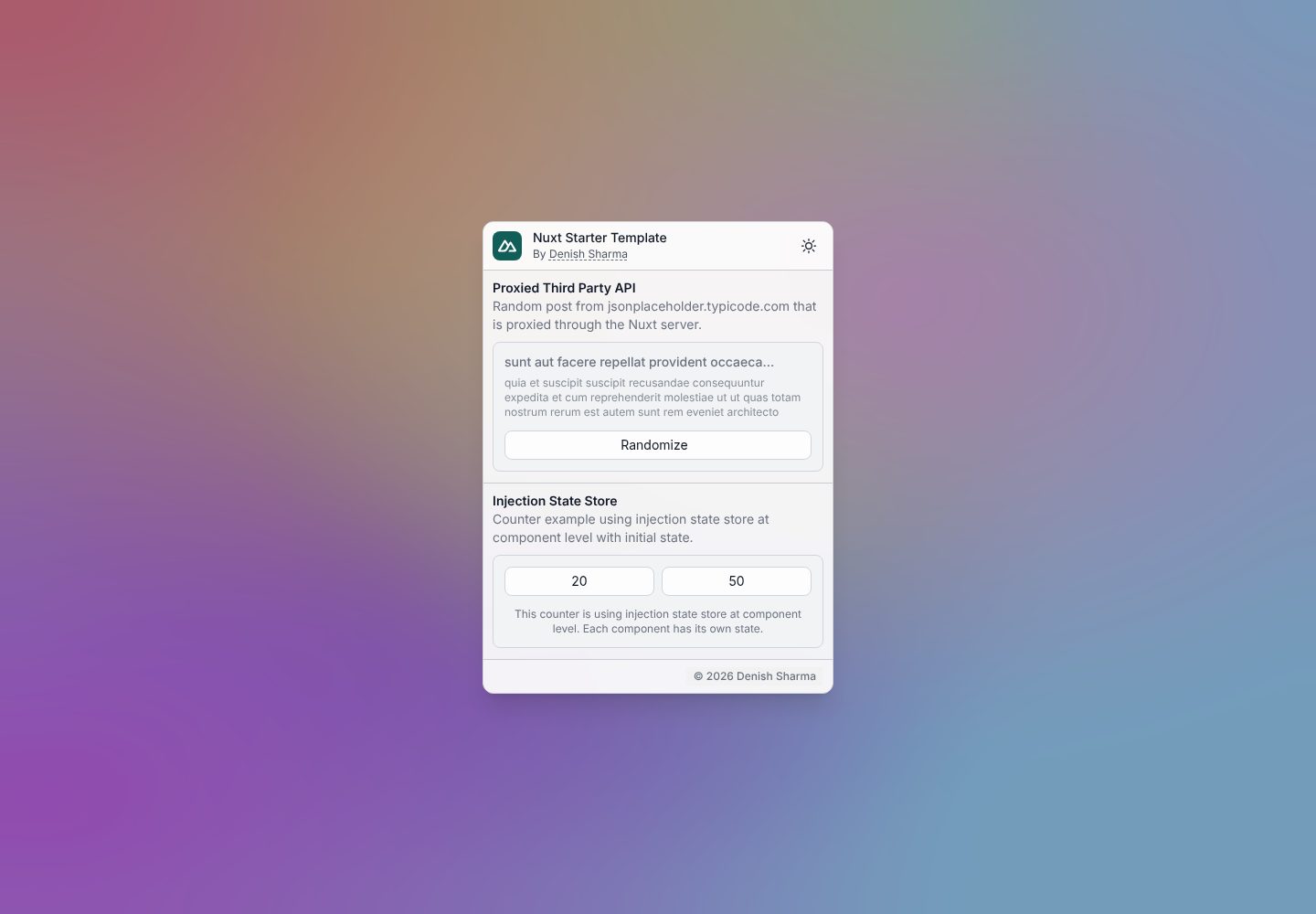nuxt-starter-template 网站模板截图