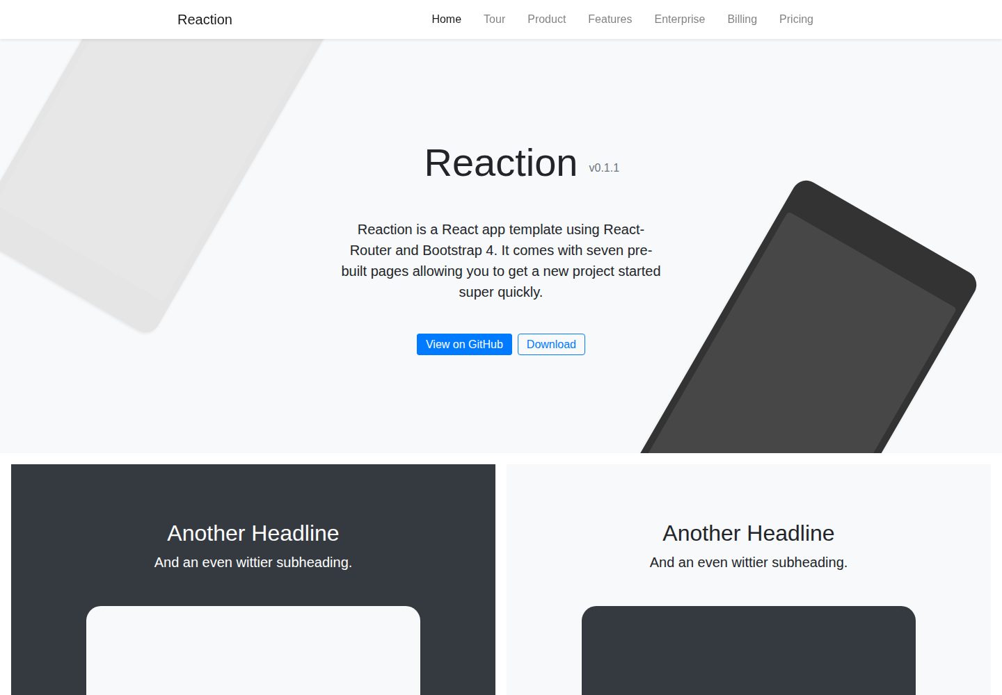 reaction 网站模板截图