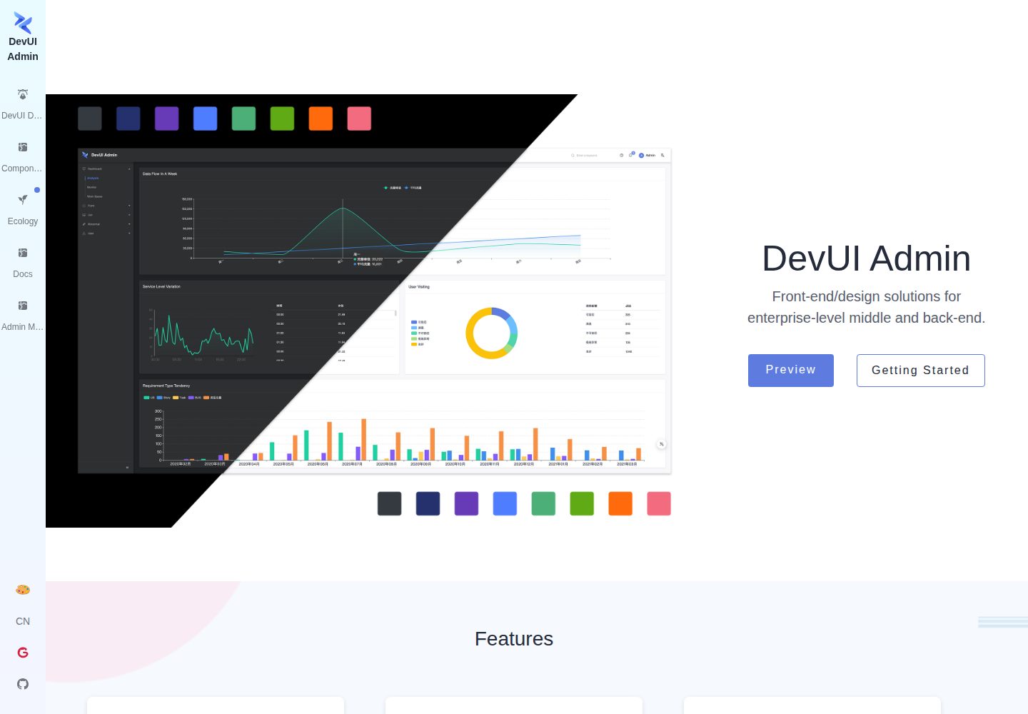 ng-devui-admin 网站模板截图