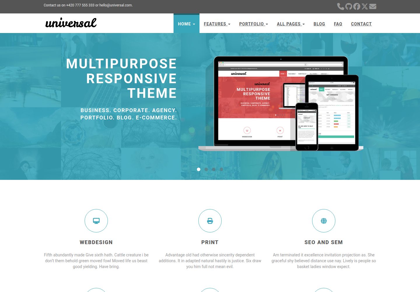 hugo-universal-theme · Desktop homepage