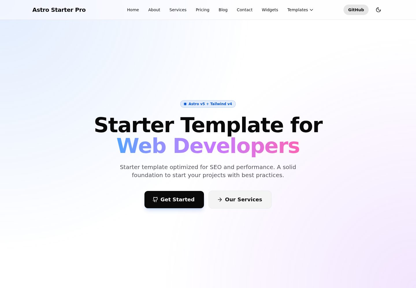astro-starter-pro 网站模板截图