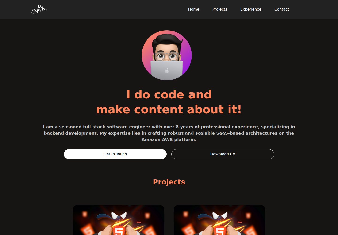 portfolio-website-template · Desktop homepage