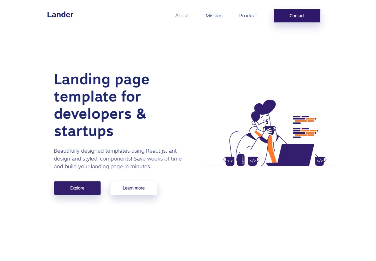 Lander-Landing-Page 网站模板截图
