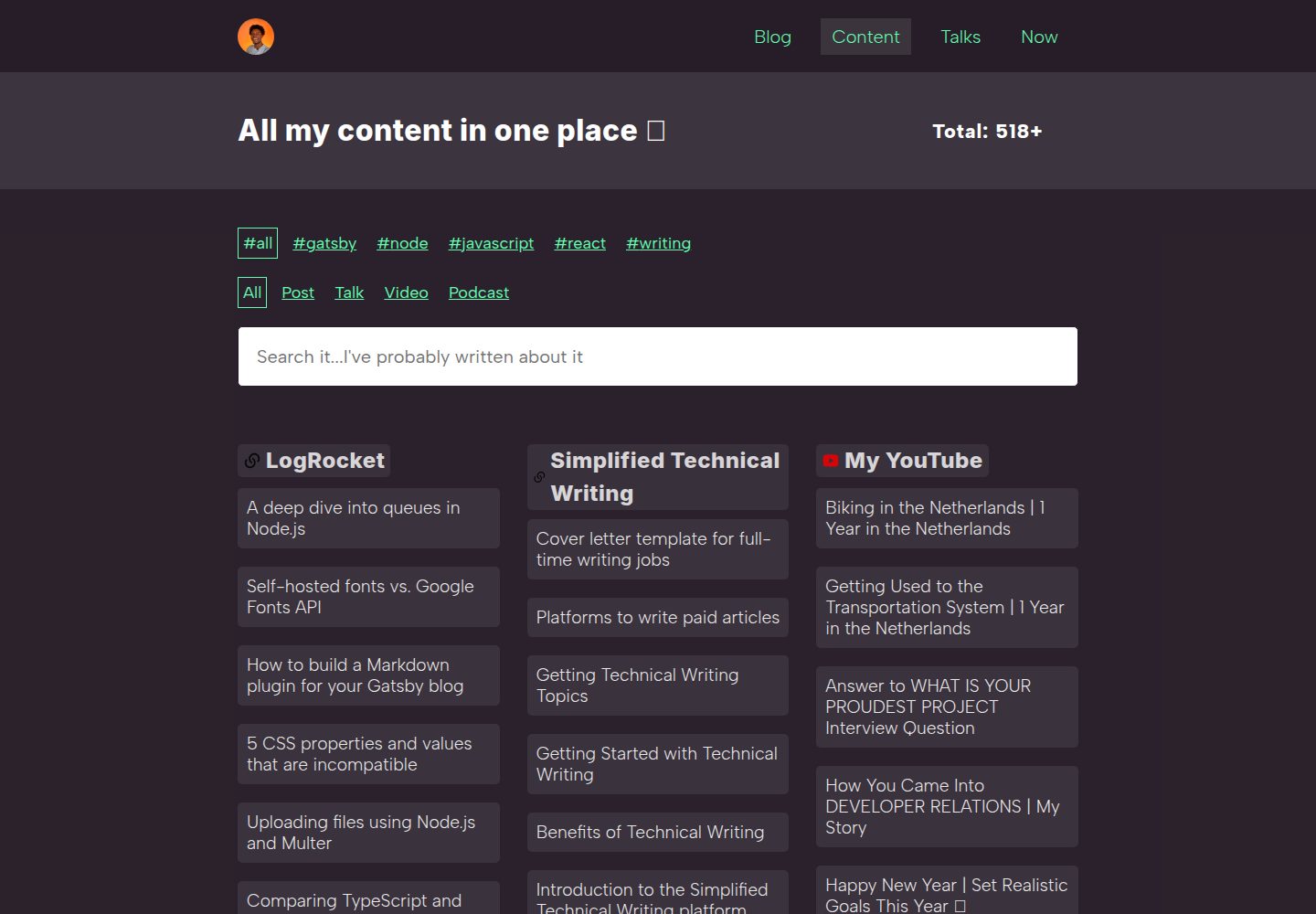 gatsby-starter-all-content 网站模板截图