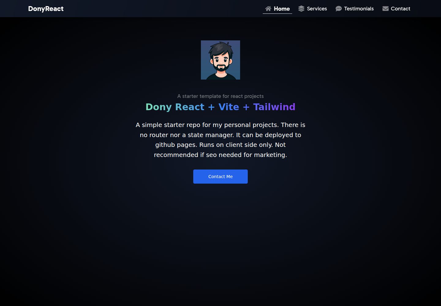 dony-react18-simple-starter · Desktop homepage