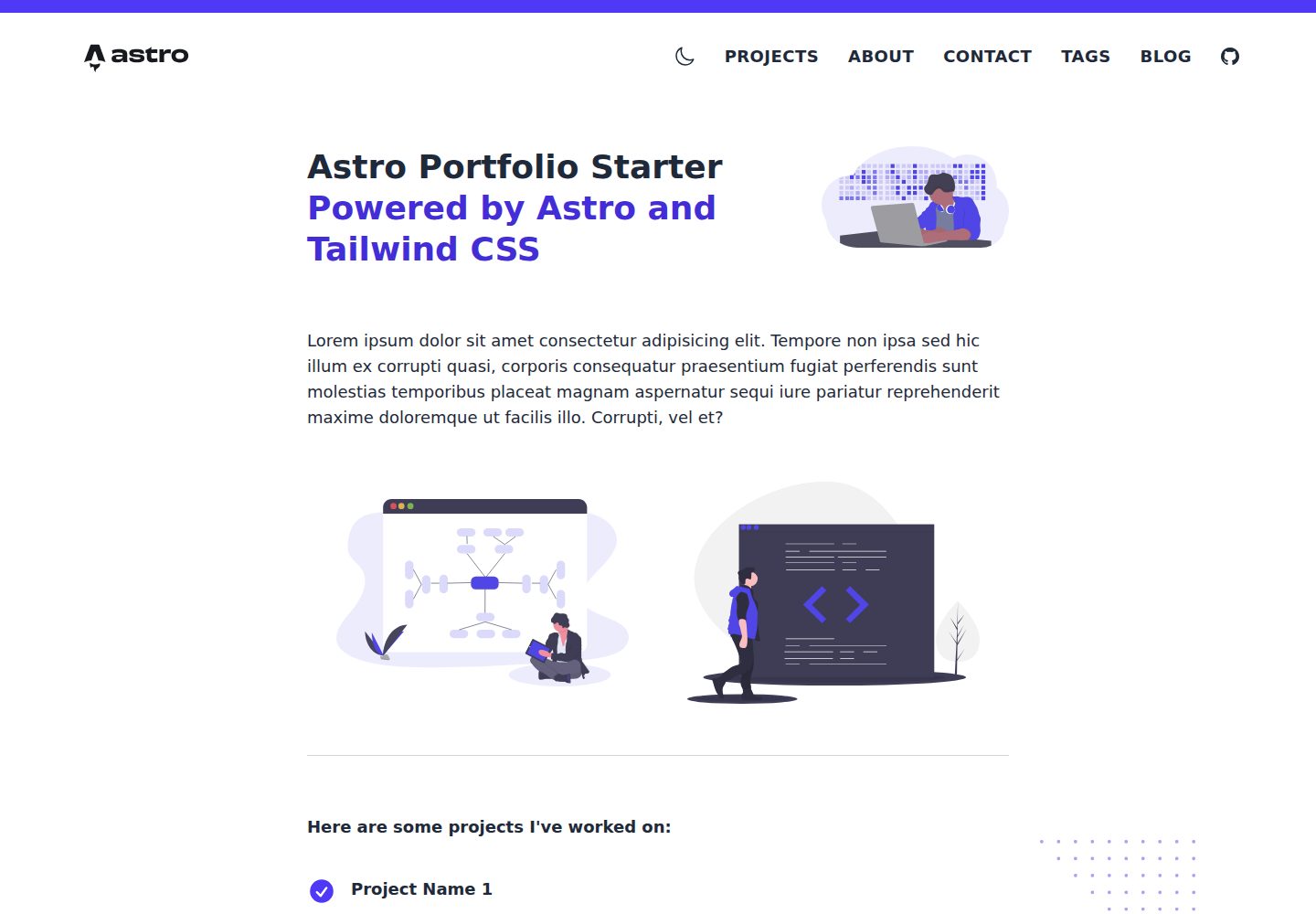 astro-portfolio-starter 网站模板截图