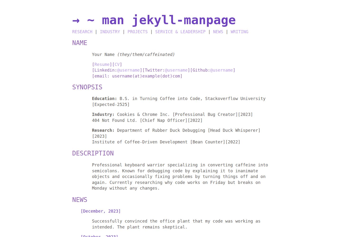 jekyll-theme-manpage 网站模板截图