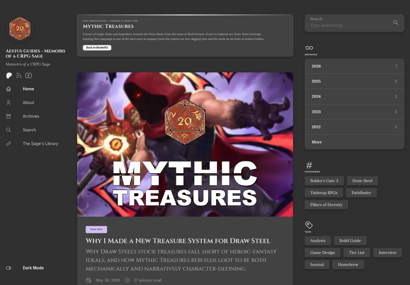 aestus-guides · Desktop homepage