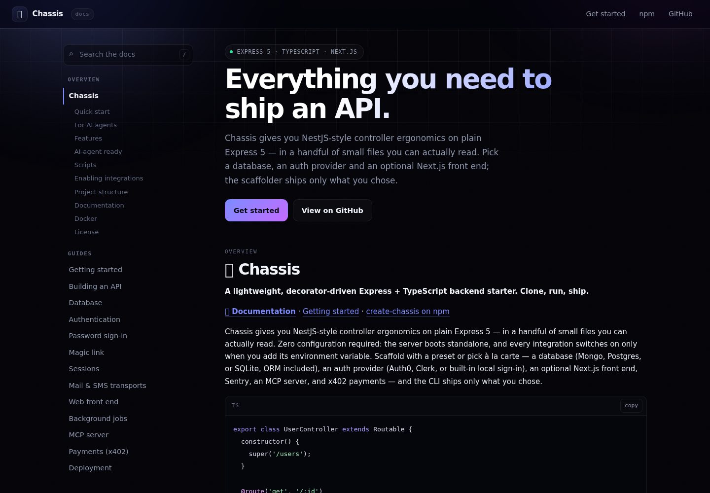 chassis · Desktop homepage