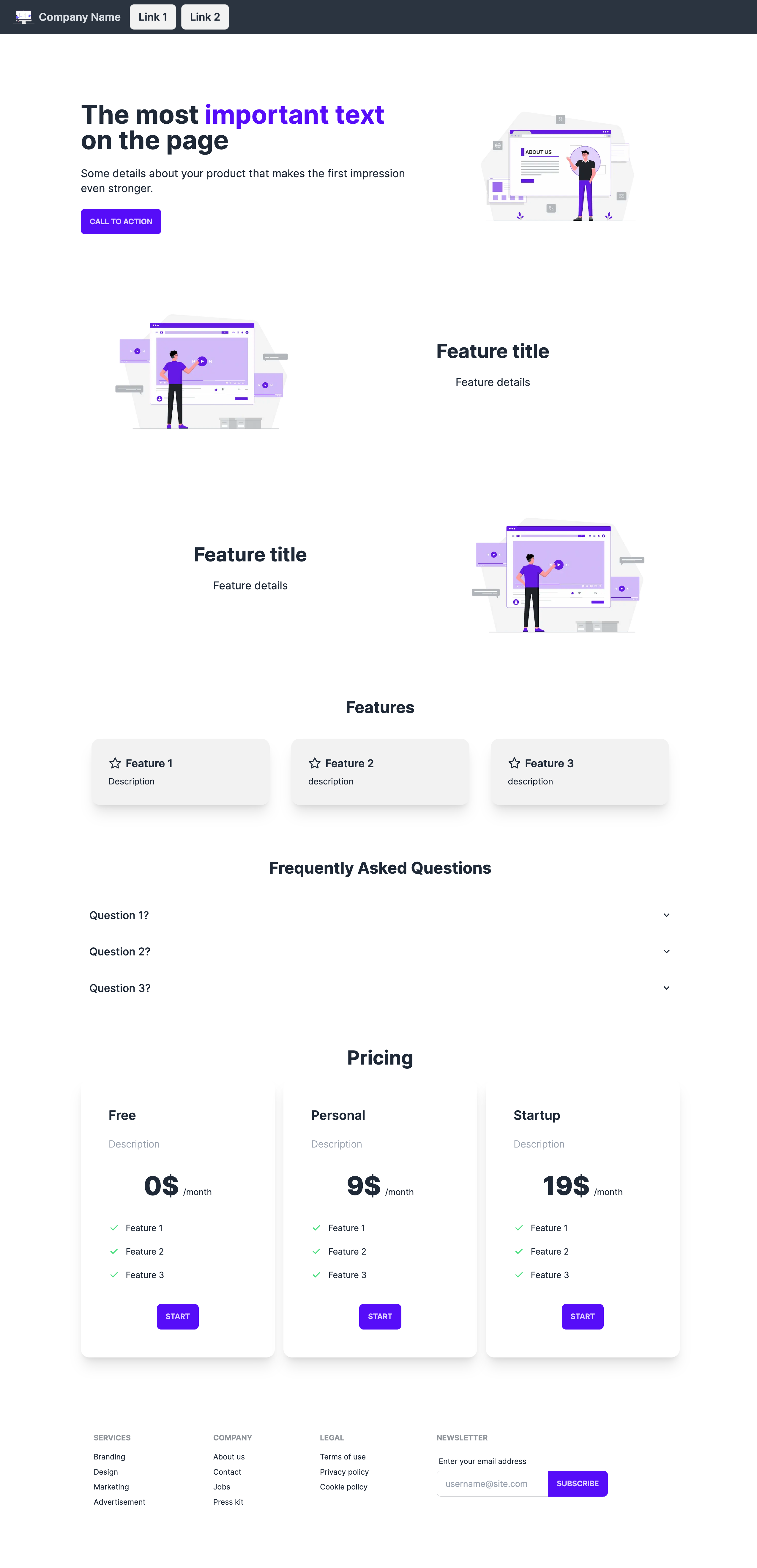 nextjs-tailwindcss-landing-page-template 网站模板截图