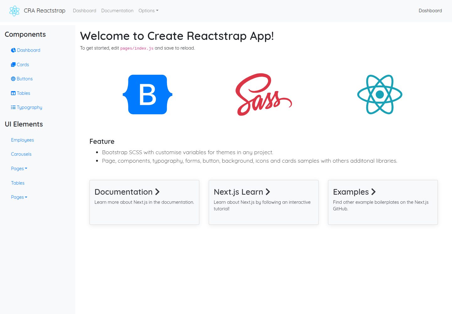 create-reactstrap-app · Desktop homepage