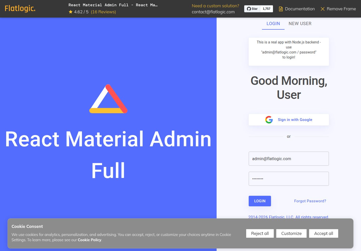 react-mui-admin-template 网站模板截图