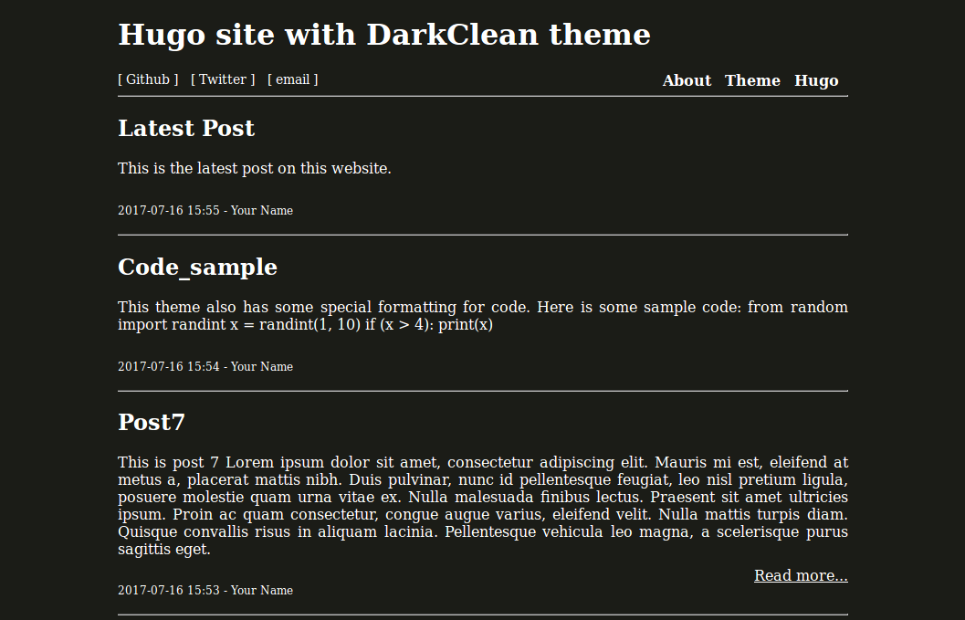 hugo-darkclean 网站模板截图