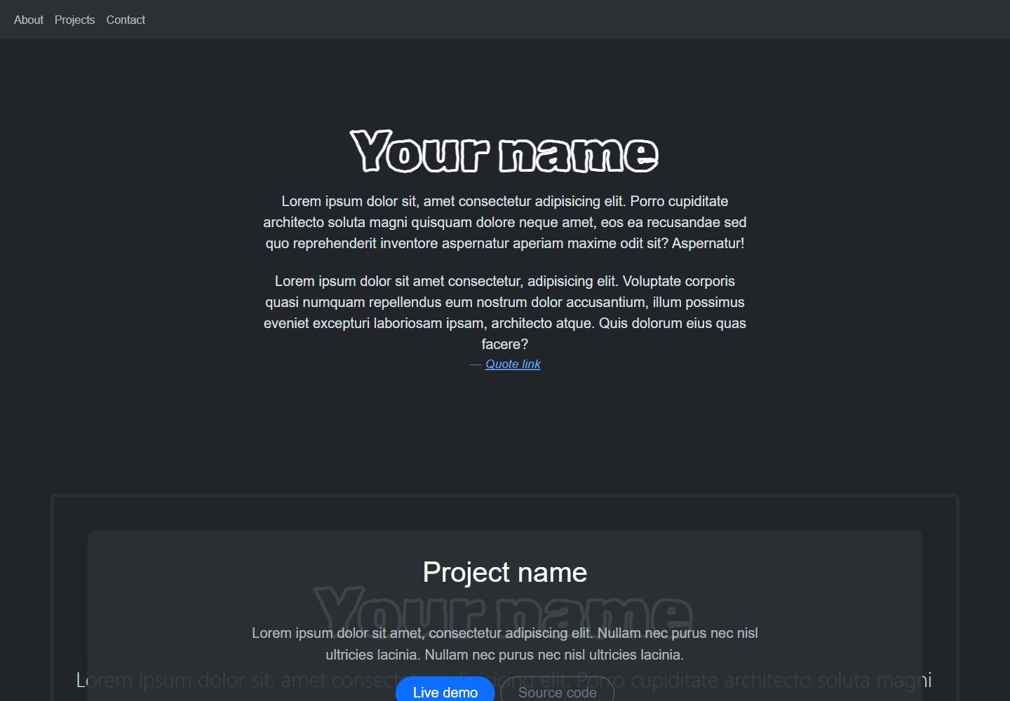portfolio-page-template · 桌面端首页