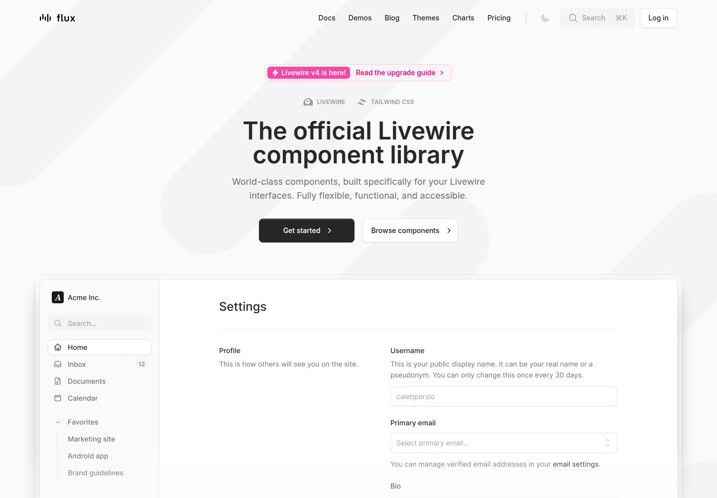 jetstream-flux-livewire · Desktop homepage