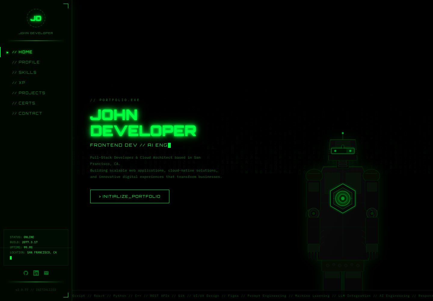 cyberpunk-portfolio 网站模板截图