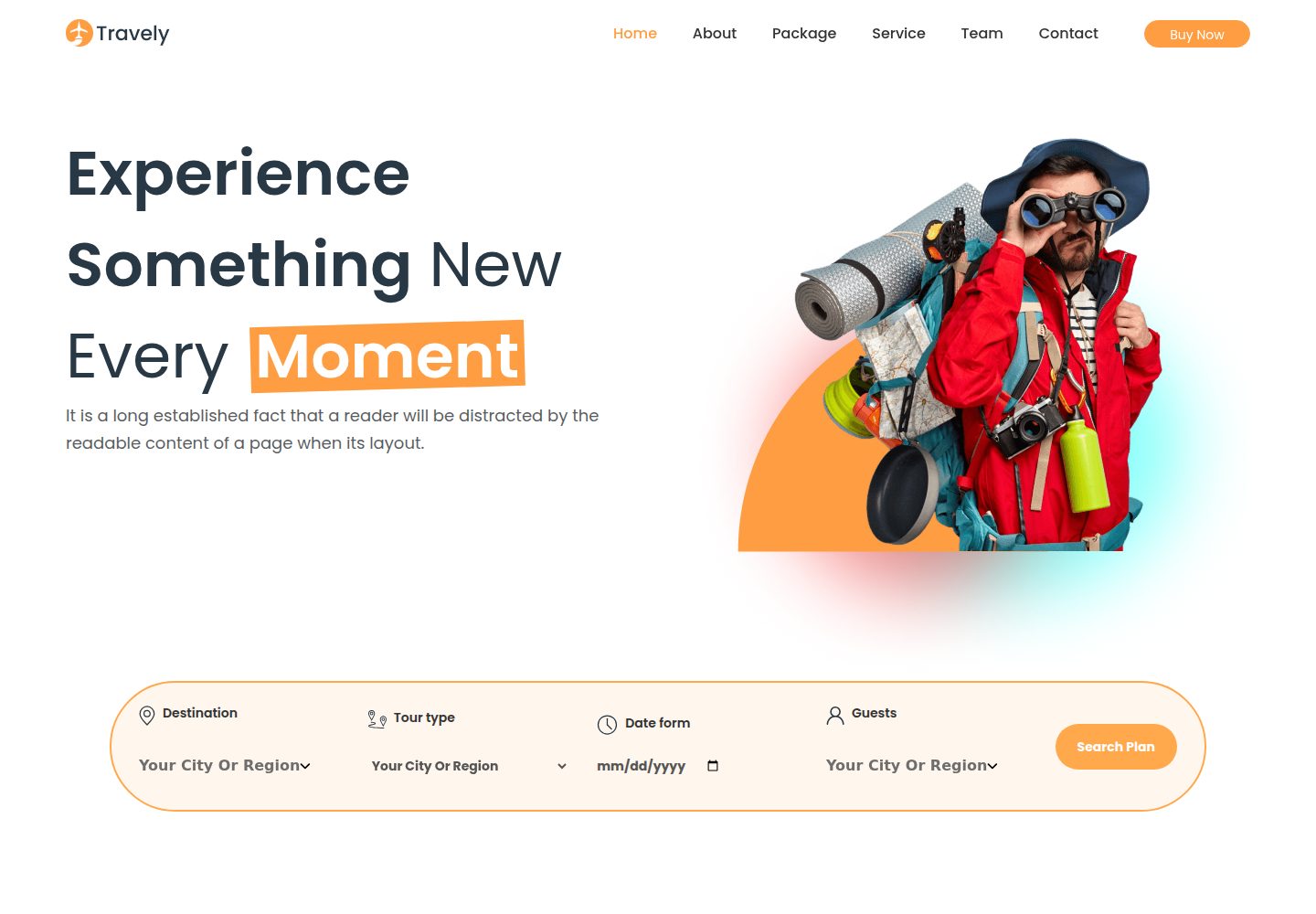 Travel-Website · Desktop homepage