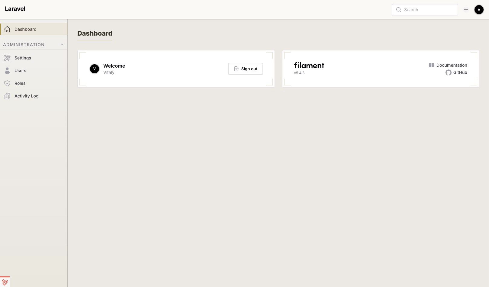 laravel-filament-starter-kit 网站模板截图