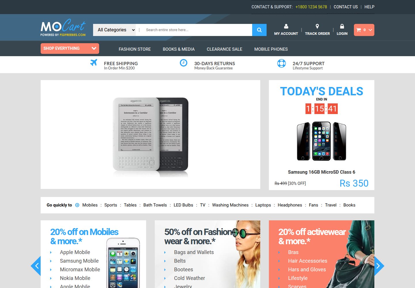 mocart · Desktop homepage