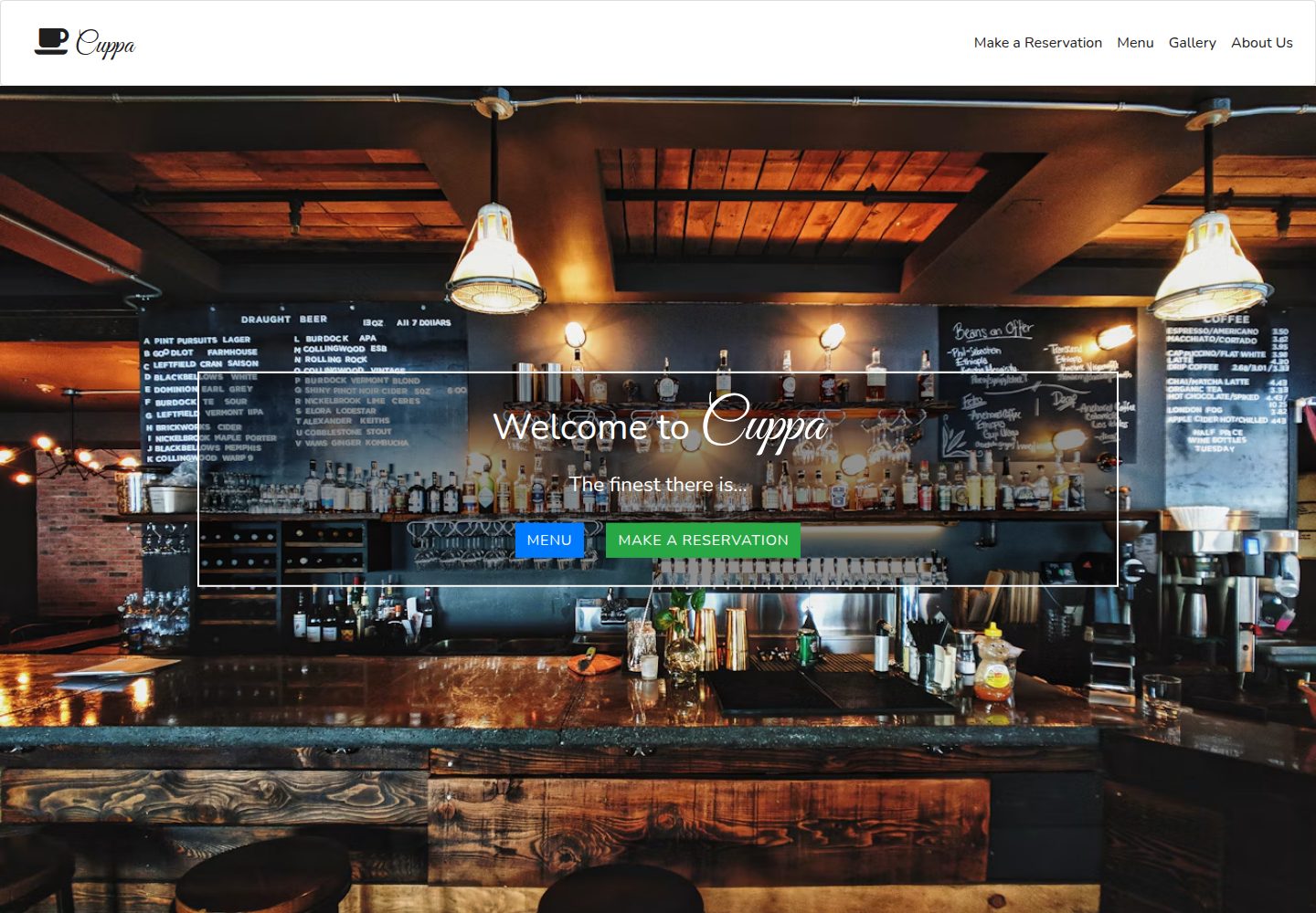 Cuppa-Restaurant-Template · Desktop homepage