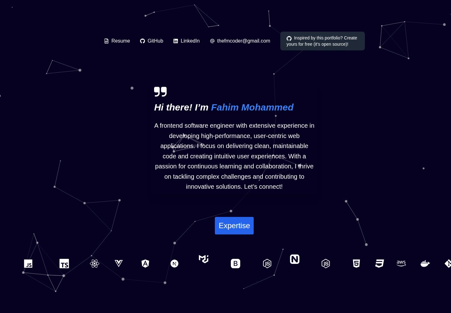 portfolio-template · Desktop homepage