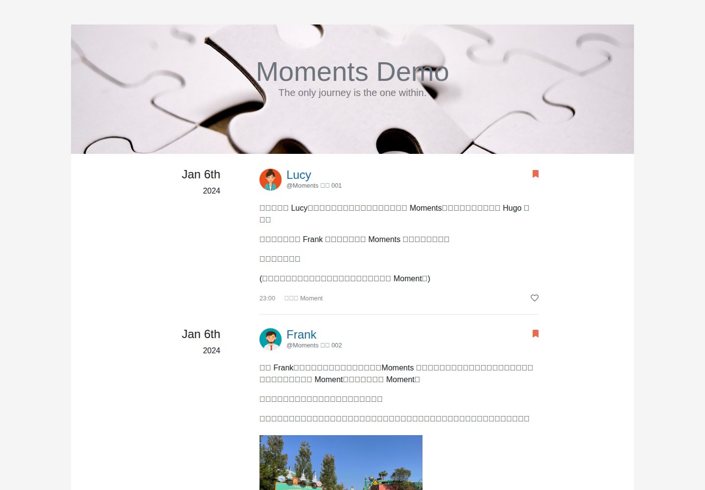 hugo-theme-moments 网站模板截图