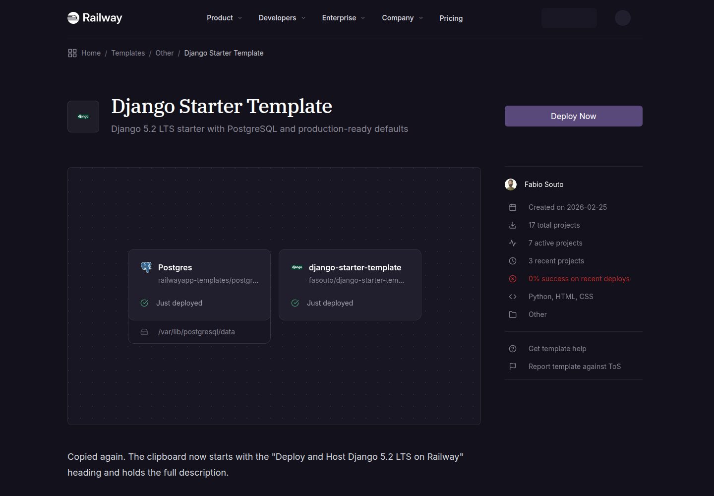 django-starter-template 网站模板截图